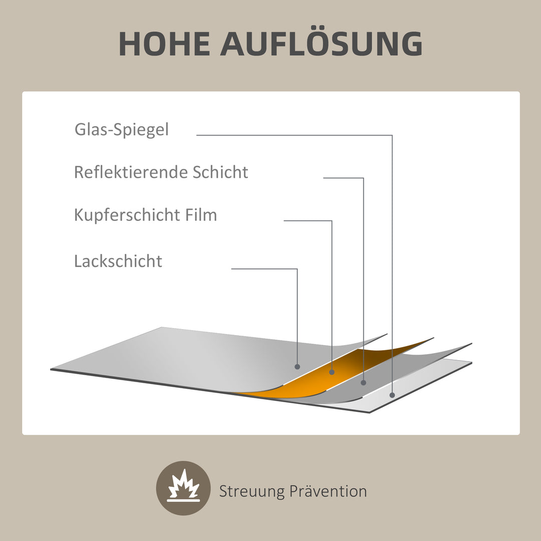 Vægspejl dekorativt spejl, vintage design, 80 cm x 2,1 cm x 60 cm, massivt træ, naturlig