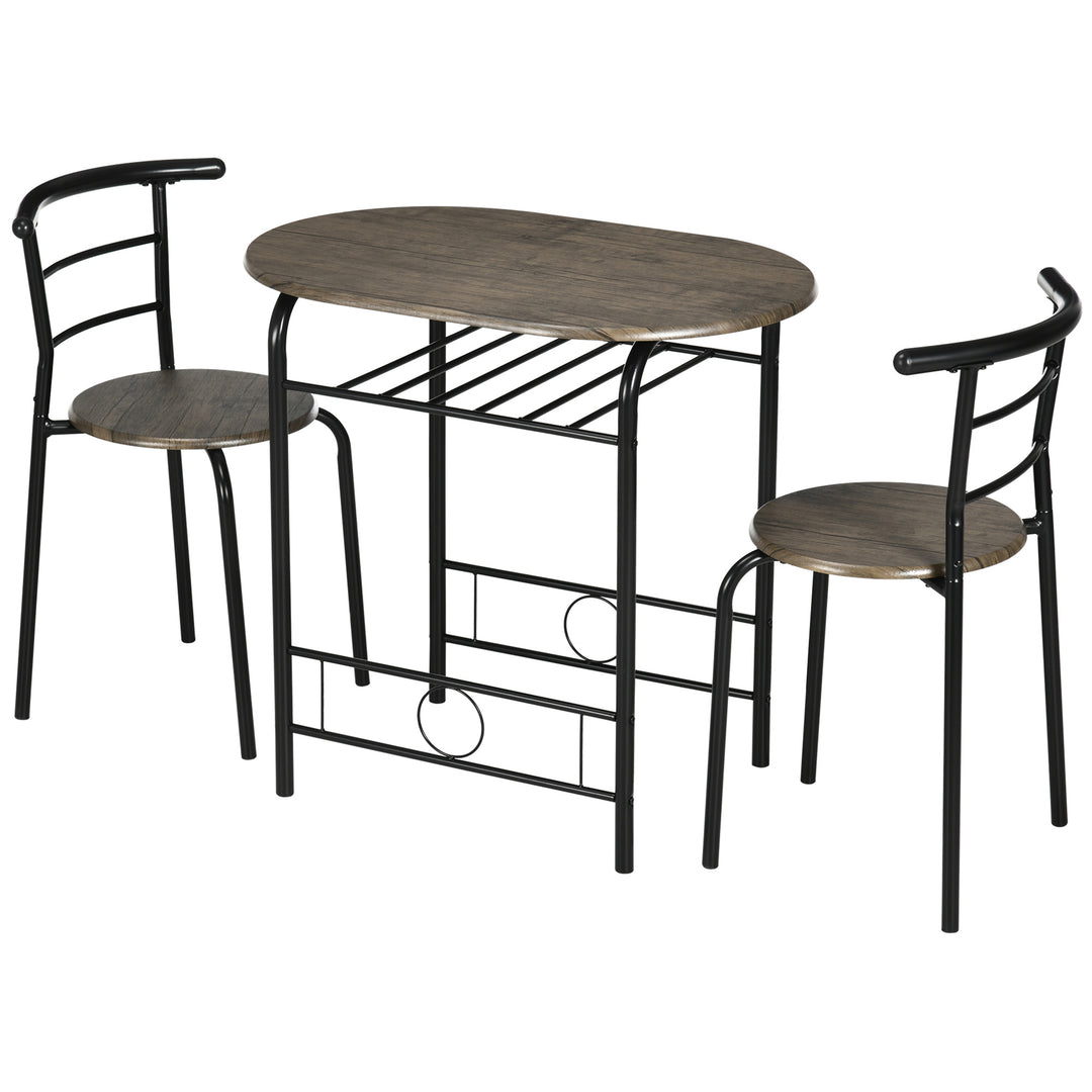 Bistrosæt spisebord køkkenbord med stole sæt, 1 bord, 2 stole, 80 cm x 53 cm x 74,5 cm, sort