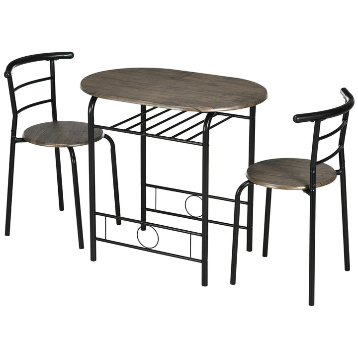 Bistrosæt spisebord køkkenbord med stole sæt, 1 bord, 2 stole, 80 cm x 53 cm x 74,5 cm, sort