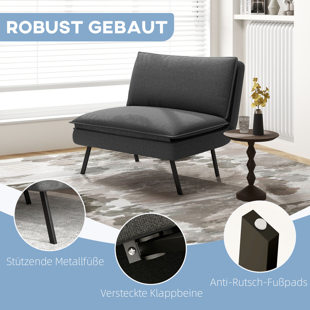 Lænestol, 6-vejs justerbar ryglæn, åndbart stof, integreret nakkestøtte, antracit