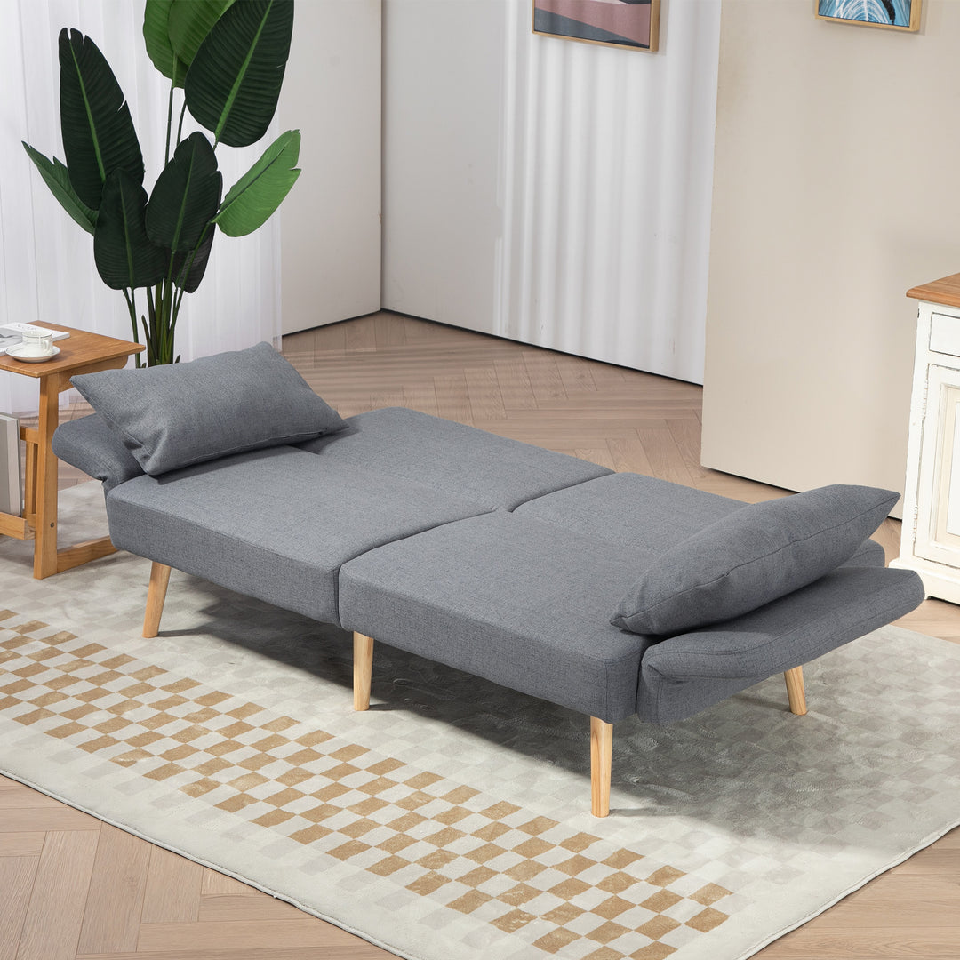 3-Personers sovesofa, gæsteseng med dobbeltseng, op til 240 kg, foldbare ryglæn, træstel, 170 x 83 x 80 cm, grå