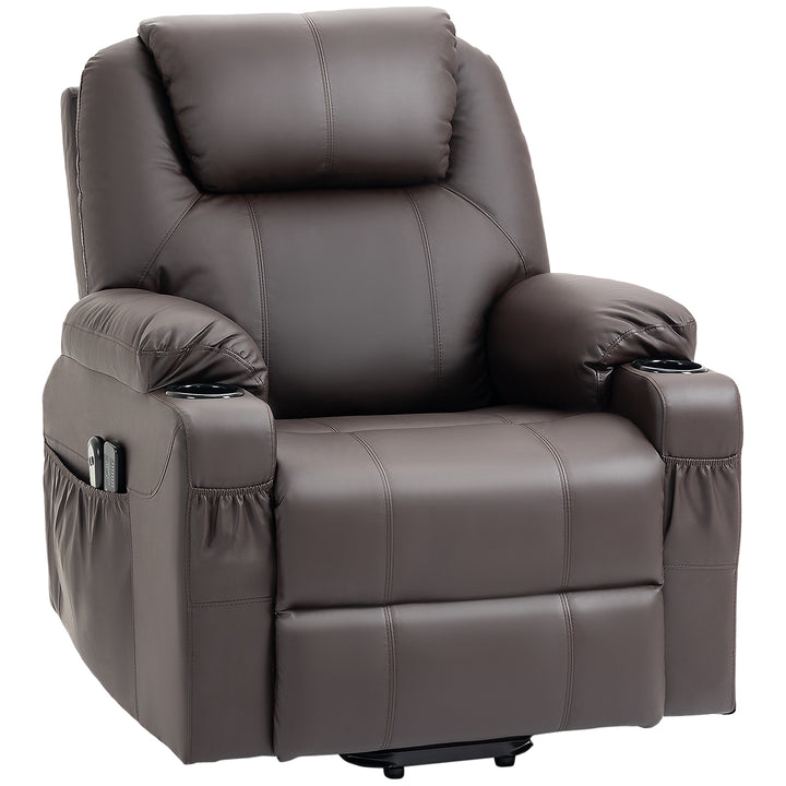 Massagestol med ståstøtte, lænefunktion, kunstlæder, op til 150 kg, 88 x 99 x 106 cm, brun