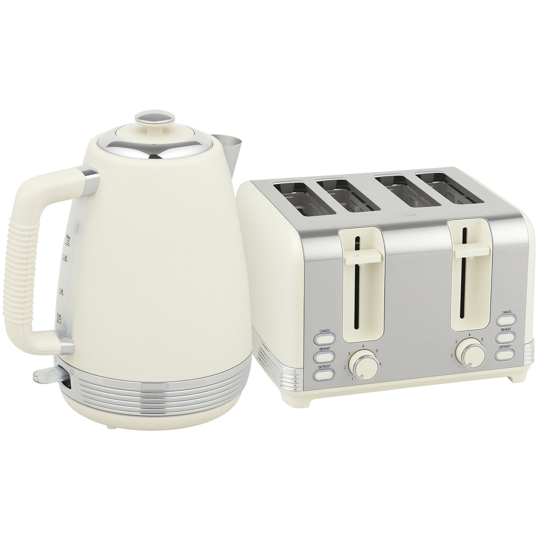 Elkedel- og brødristersæt, 1,7 L, 2200W, Strix termostat, filter, brødrister til 4 skiver, 7 ristningsniveauer, krummebakke