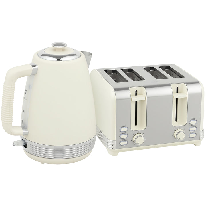 Elkedel- og brødristersæt, 1,7 L, 2200W, Strix termostat, filter, brødrister til 4 skiver, 7 ristningsniveauer, krummebakke