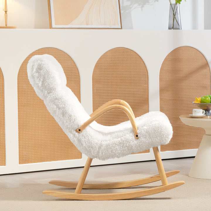 Gyngestol, justerbar nakkestøtte, blød polstring, 58x114x109 cm, hvid