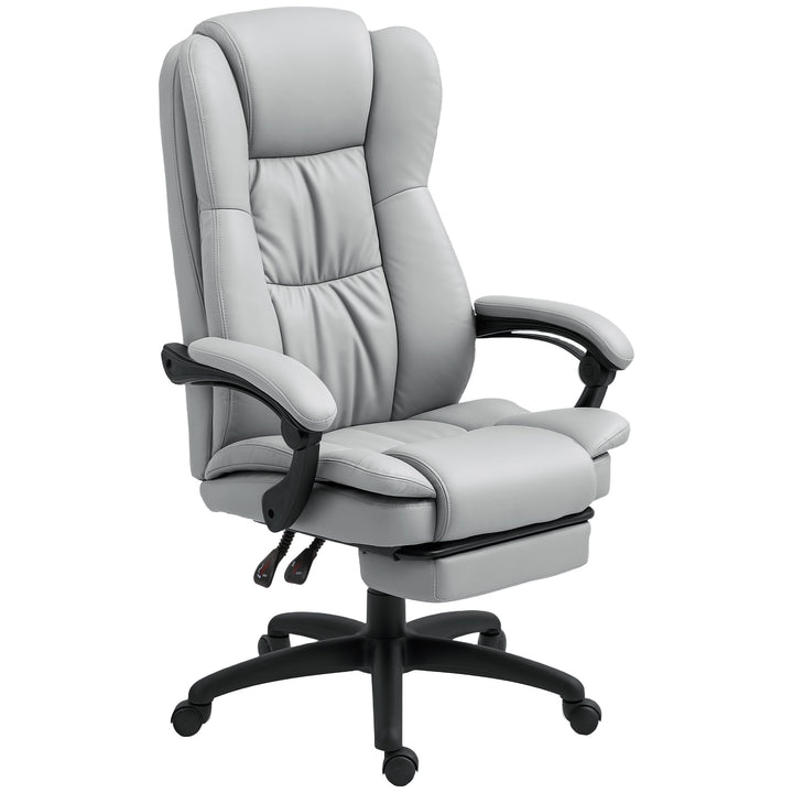 Justerbar drejestol med fodstøtte, nakkestøtte, massagefunktion, kunstlæder, 68,5x68,5x113-121cm