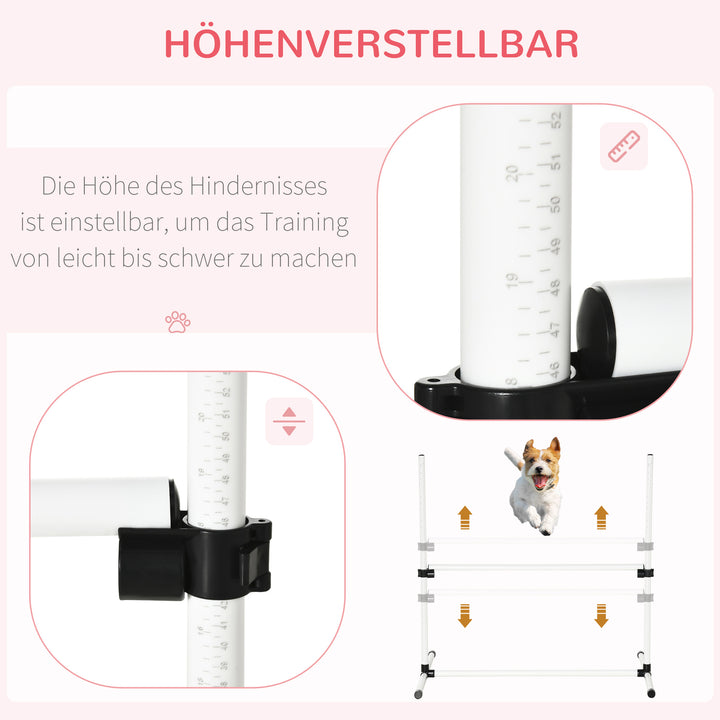 Agility set hunde 4-delt agilityudstyr til hundetræning plug-in forhindringssæt med 4 højdejusterbare forhindringer bæretaske koordinationstræning agilitysæt til spil træning