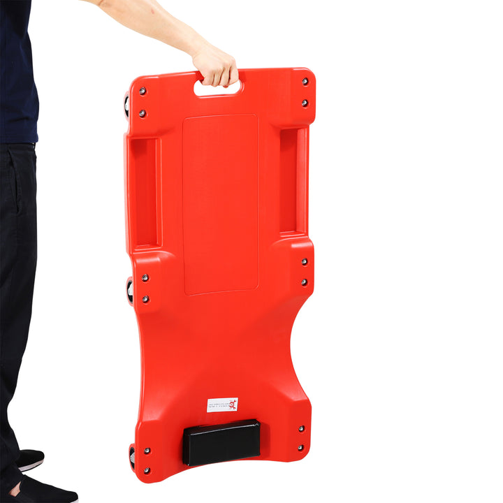 Monteringsrullebræt, nakkestøtte, værktøjsbakke, oliebestandig, op til 120 kg, 100x48x12 cm, rød