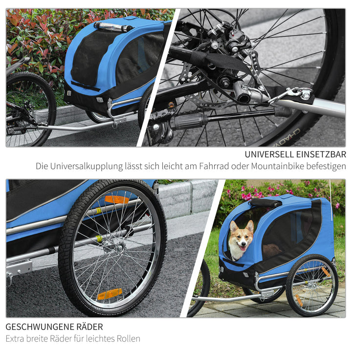 Cykeltrailer op til 20 kg, universalkobling, sikkerhedsanker, reflektor, stål, blå+sort