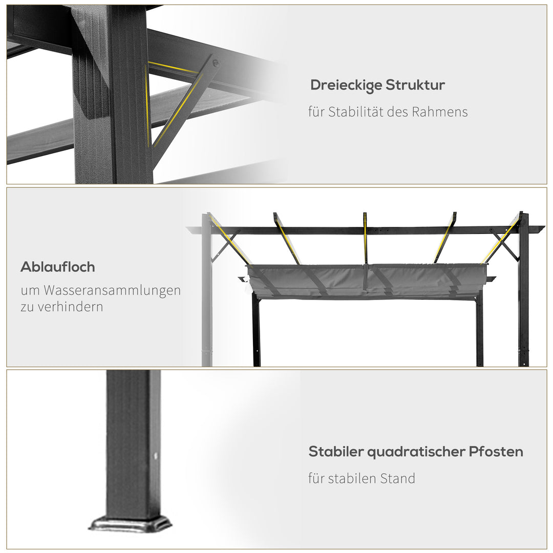 Pergola pavilion terrasseoverdækning med skydetag have aluminium antracitgrå + mørkegrå 3x3x2,23 m