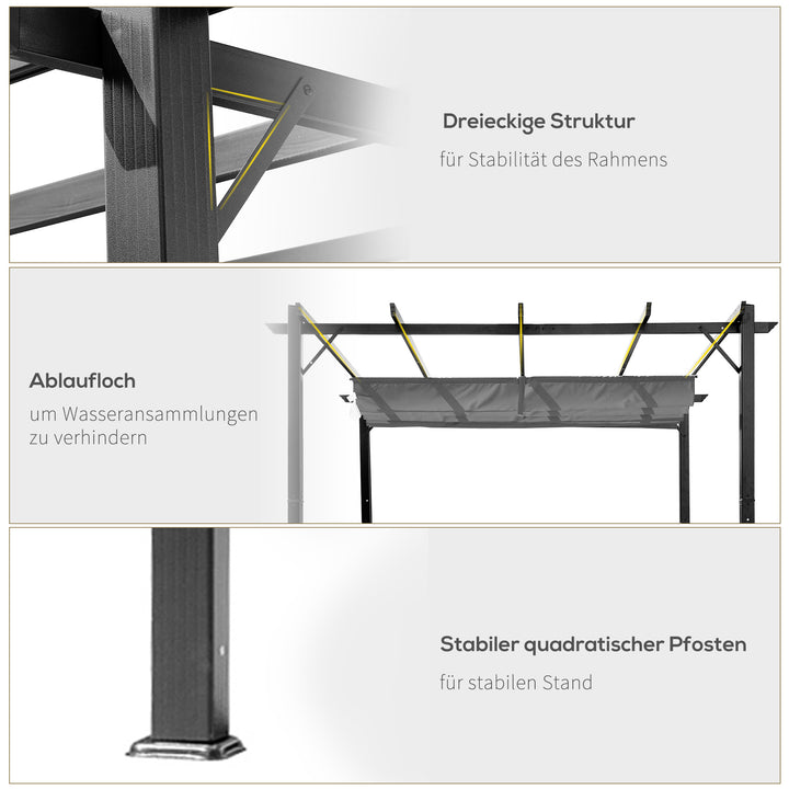 Pergola pavilion terrasseoverdækning med skydetag have aluminium antracitgrå + mørkegrå 3x3x2,23 m