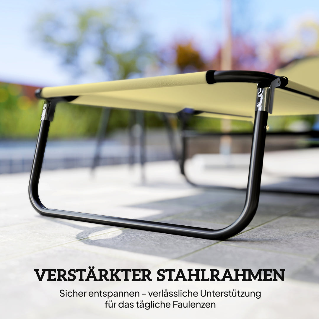Solseng, justerbar ryglæn med 5 positioner, hurtigtørrende, metalstel, 190 x 56 x 28 cm, cremefarvet