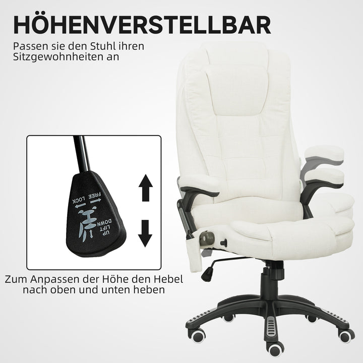 Ergonomisk kontorstol med massagefunktion, 68 x 72 x 110-120 cm, cremehvid
