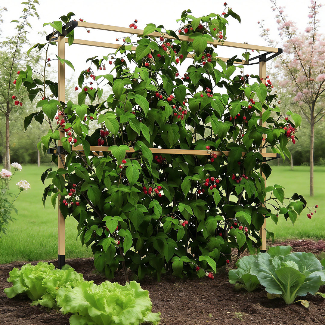Metalespalier til stikkontakt, rustfri, klatrehjælp til agurker, espalier, 119 x 34 x 139 cm, til hindbær, brombær, naturlig