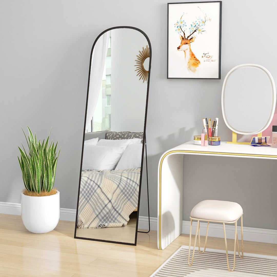 Stående spejl fuld figurspejl stort spejl, moderne design, 50 cm x 1,5 cm x 161,5 cm, sort
