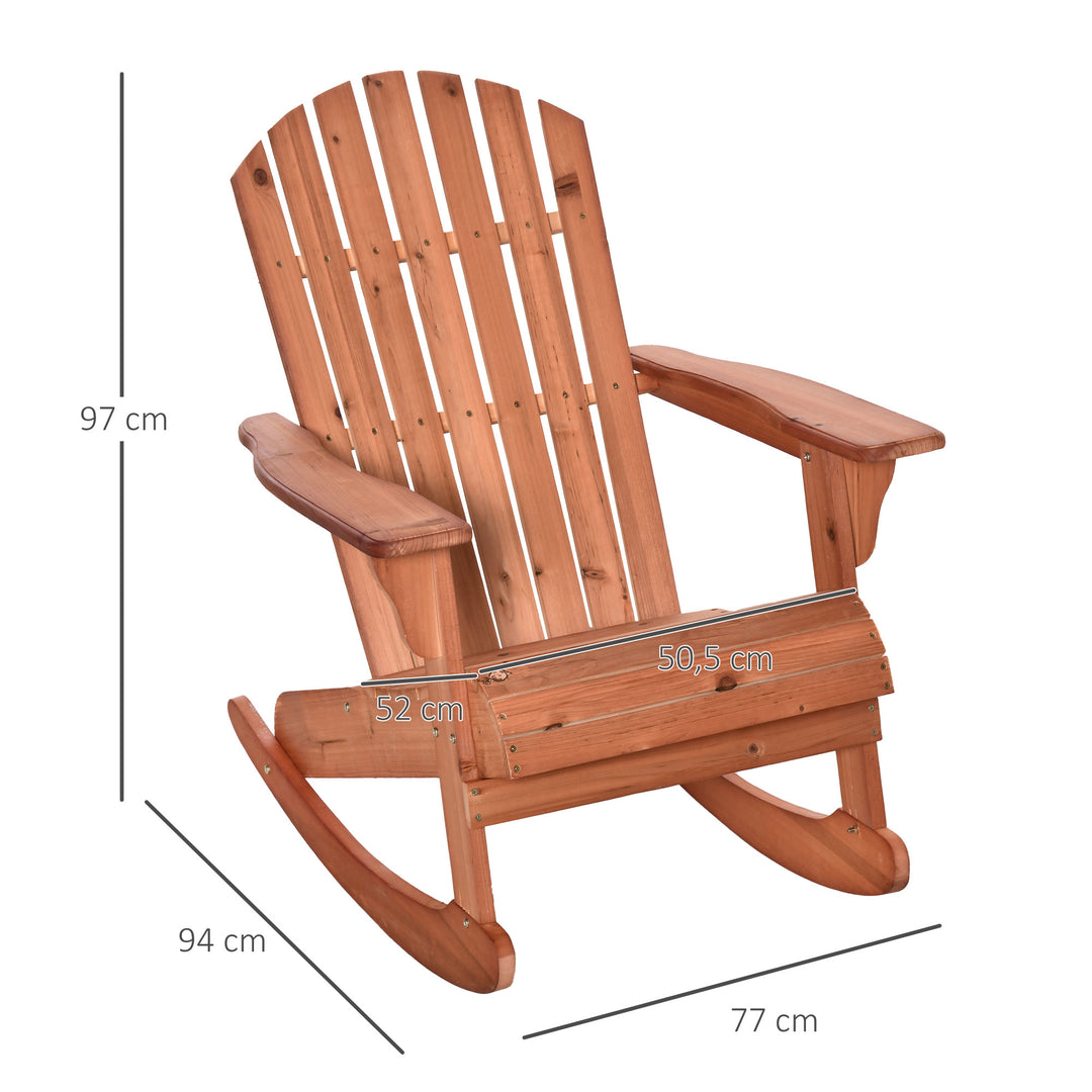 Adirondack havestol, gyngestol, havelænestol, havemøbler, balkonstol, naturlig, 77 x 94 x 97 cm