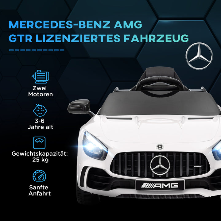 Elektrisk børnebil, Mercedes, 3-5 km/t, fjernbetjening, lys og musik, hvid