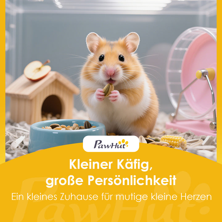Hamsterbur, 3 niveauer, hytte, tilbehør, 100 x 50 x 84 cm, til flere små dyr, træ, plastik
