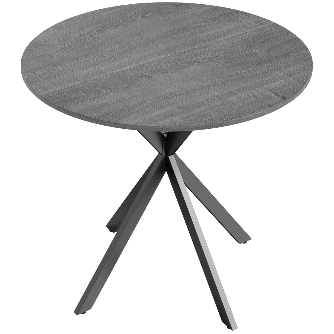 Rundt køkkenbord, 80 cm, kompakt bordplade, spånplade, metal, grå