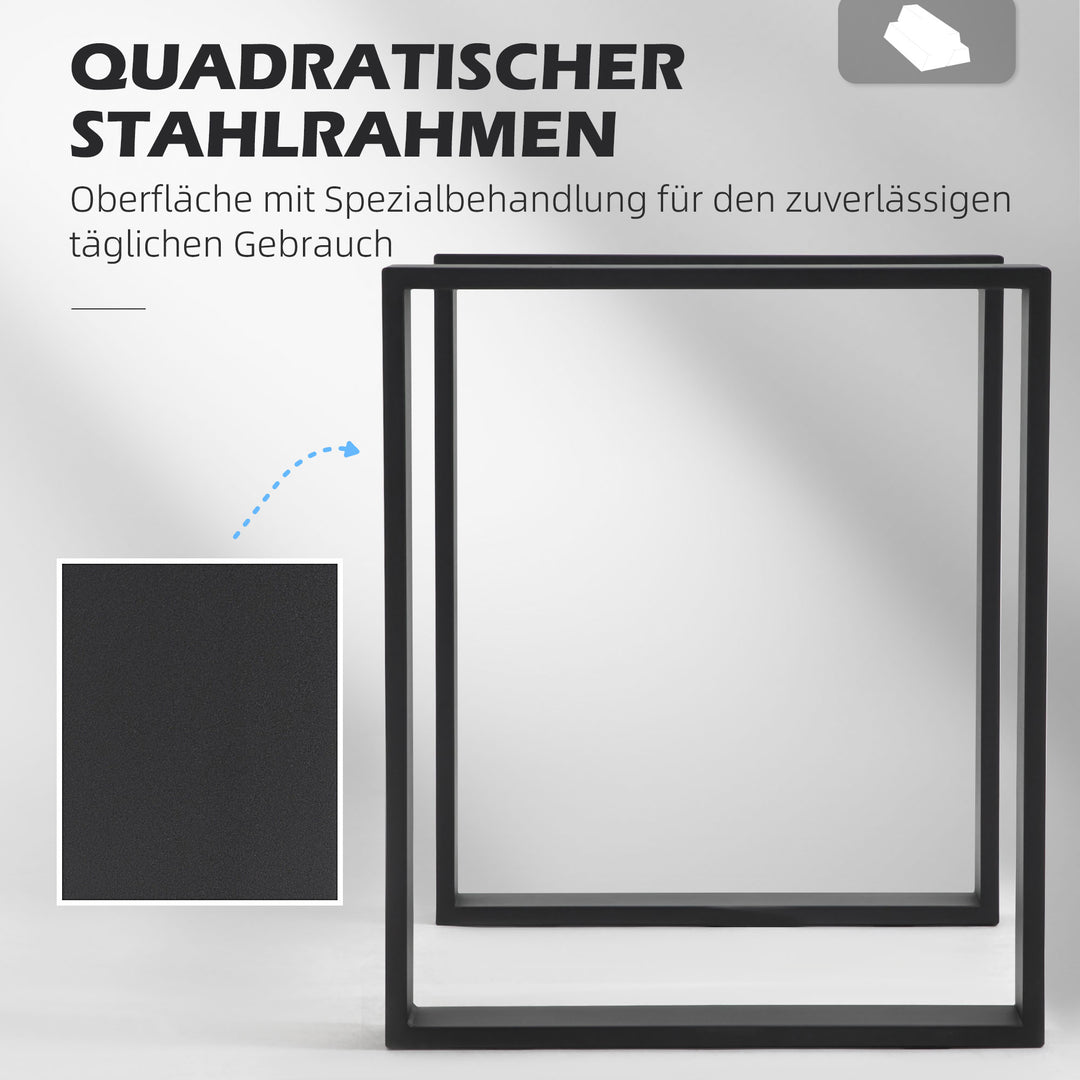 Bordbensæt, 2 stålben, 72 x 60 cm, forborede huller, industrielt design, stål, sort