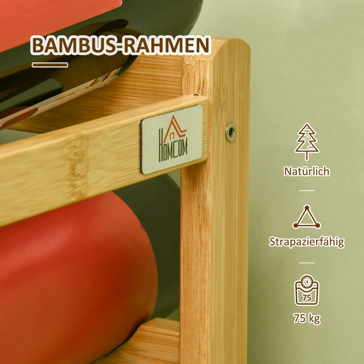 Bambus vinreol til 16 vinflasker, 4 hylder, 43 cm x 23,5 cm x 38 cm naturfarvet