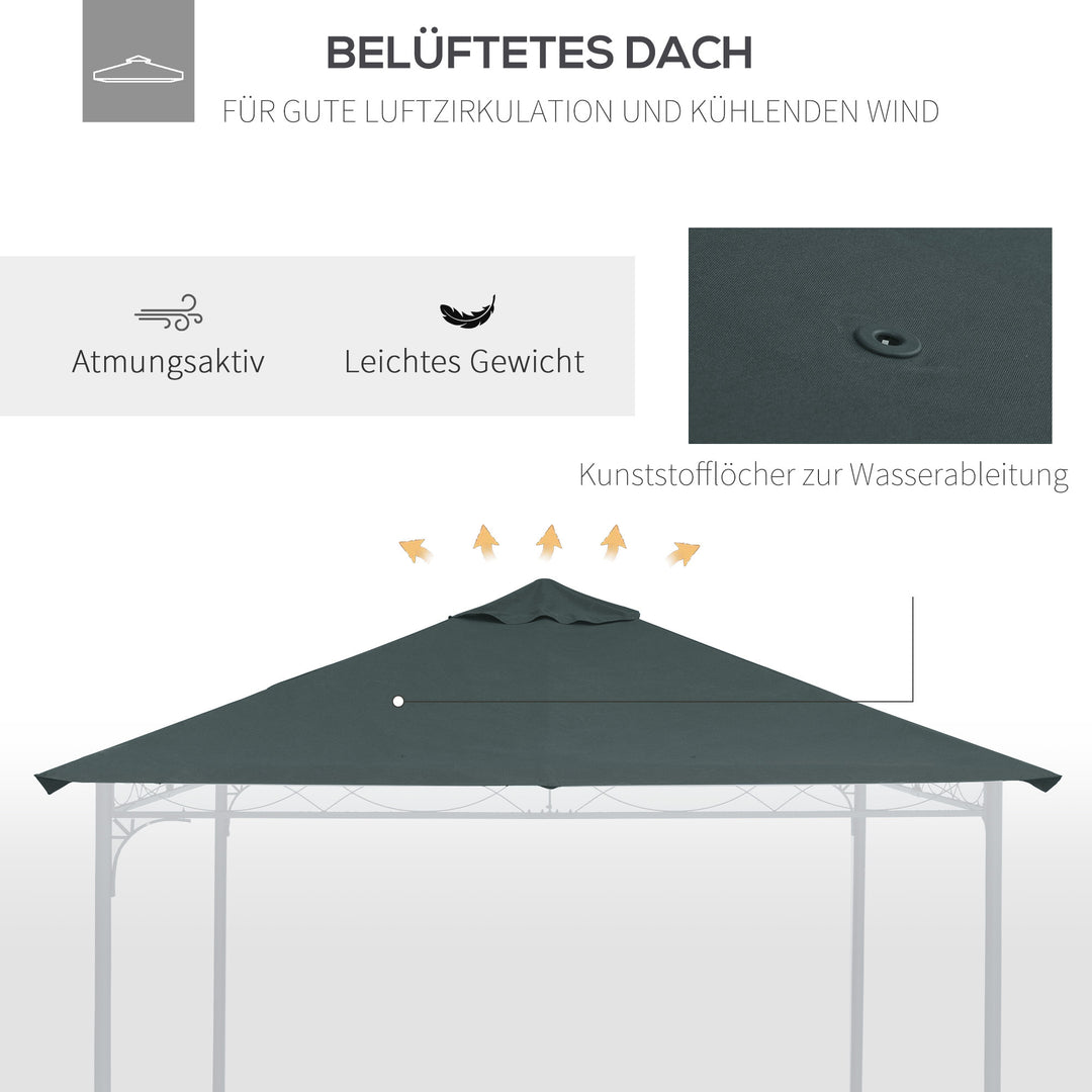 Udskiftningstag til havepavillon, polyester, 2,98 x 2,95 m, mørkegrå