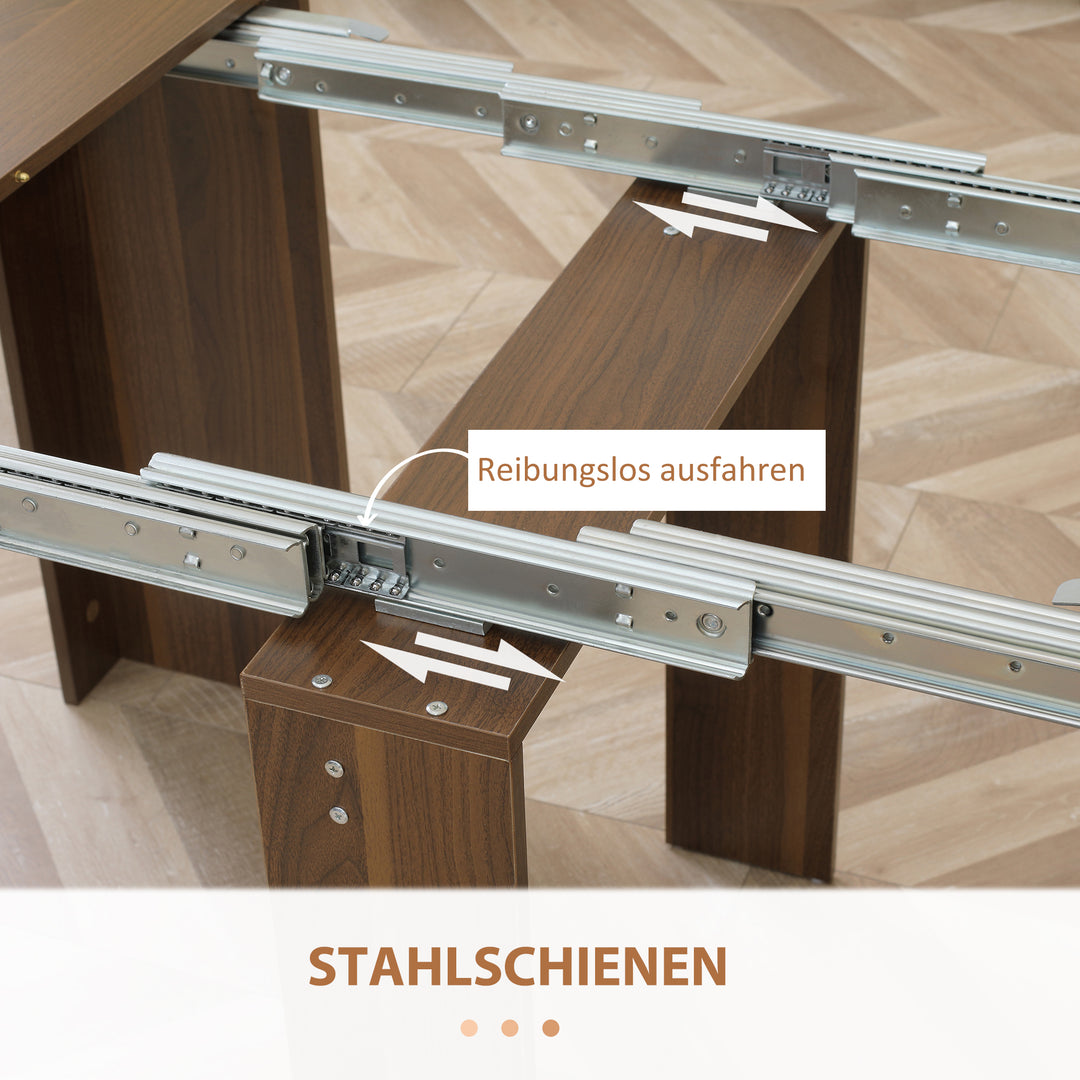 Foldbart spisebord udtrækkeligt spisebord spisebord, mobilt, moderne design, 180cm x 85cm x 75cm, brun
