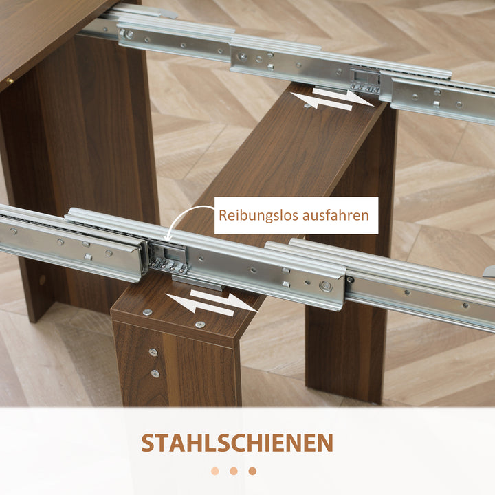 Foldbart spisebord udtrækkeligt spisebord spisebord, mobilt, moderne design, 180cm x 85cm x 75cm, brun