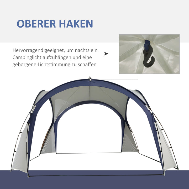 Kuppeltelt til 6-8 personer, pavillon, beskyttelse mod sol og støvregn, 3,5 x 3,5 x 2,22 m, cremehvid