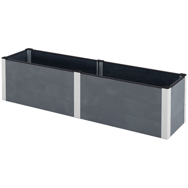 Højbed, åben bund, høje sider, vejrbestandig, aluminiumsramme, 200 x 50 x 56 cm, grå