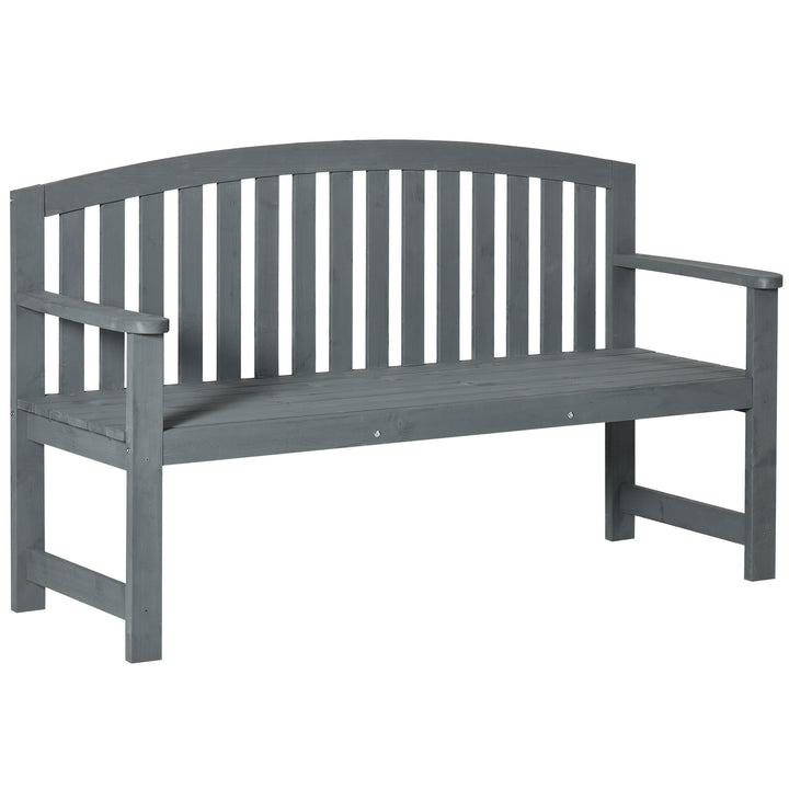 2-personers havebænk i træ, vejrbestandig, havemøbler med ryglæn, 240 kg lasteevne, 143 x 51 x 85 cm, grå