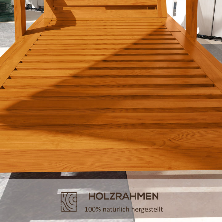 Solseng, havestol, træstol, massivt træ, 66 cm x 190 cm x 73,5 cm, orange