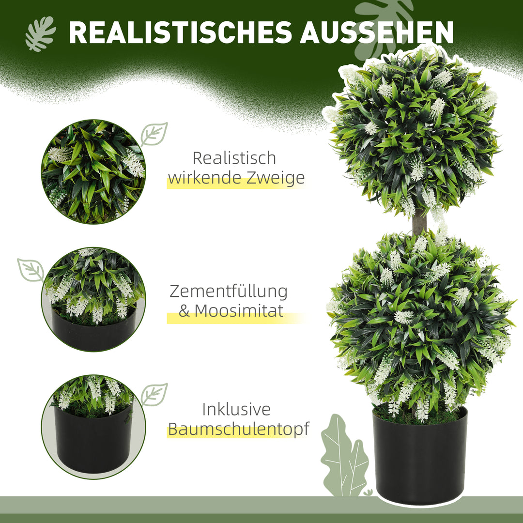 Sæt med 2 kunstige planter, uv-resistent kunstig plante i en urtepotte, 70 cm stueplante til stue, have