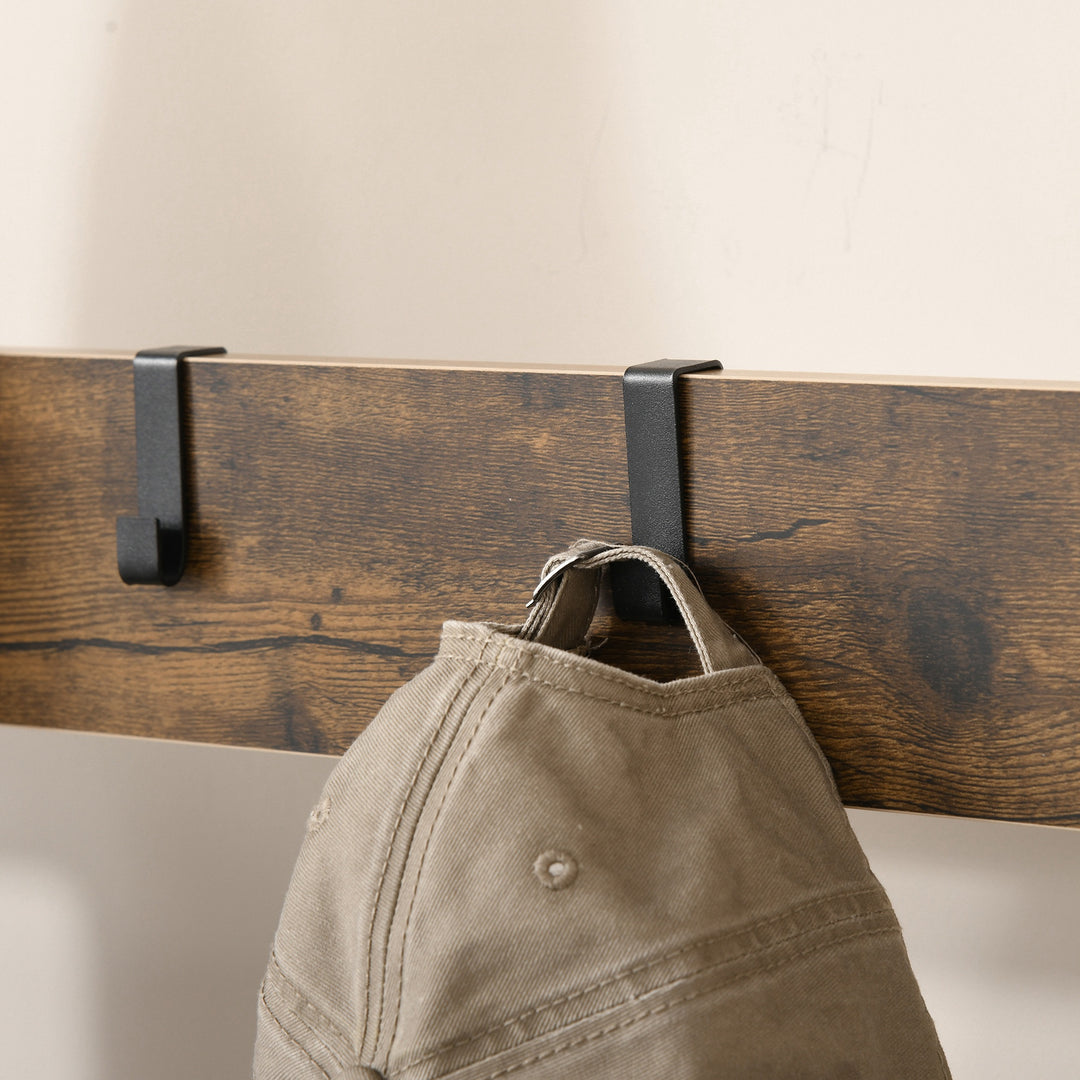 Knagerække skohylde tøjstativ med 8 knager 2 hylder mdf sort 72 x 34 x 185 cm