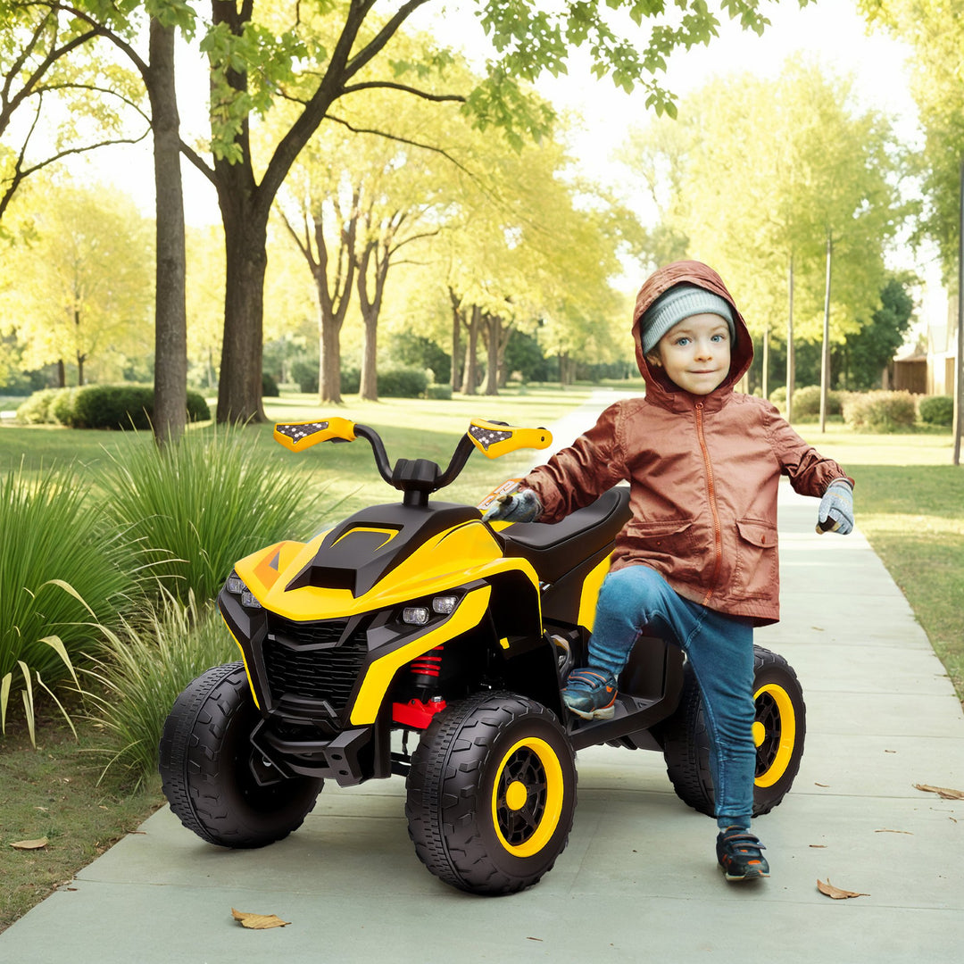 Elektrisk ATV til børn, 3-6 km/t, LED-forlygter, musik, USB, til alderen 3-8, gul