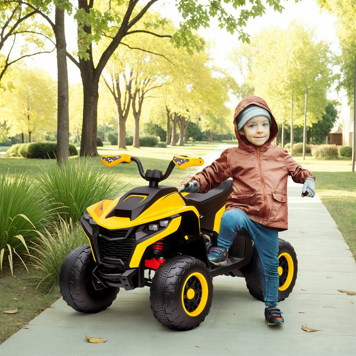 Elektrisk ATV til børn, 3-6 km/t, LED-forlygter, musik, USB, til alderen 3-8, gul