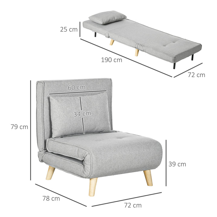 Sovestol, justerbar ryglæn med 6 positioner, linnedlook, op til 150 kg, lysegrå