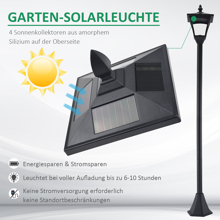 Led solcelledrevet havelanterne, gulvlampe lavet af rustfrit stål, havelampe 160 cm høj, lanterne udendørs lys ip44, solcellelampe med lyssensor 30 lumen, jordspyd, havelampe til haven, balkon, sort