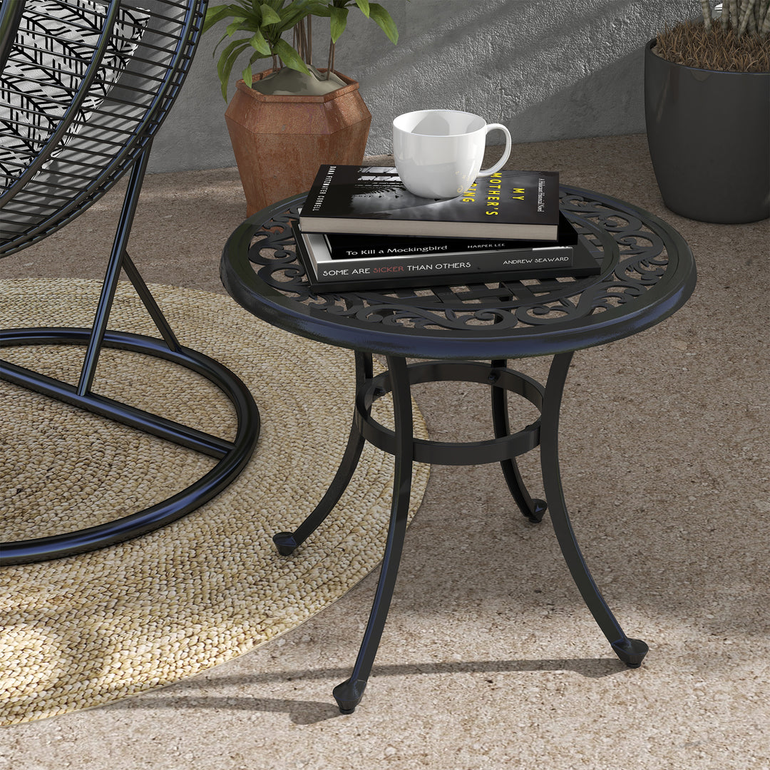 Havebord, loungebord, balkonbord, vintage design, 60 x 60 x 53 cm, sort