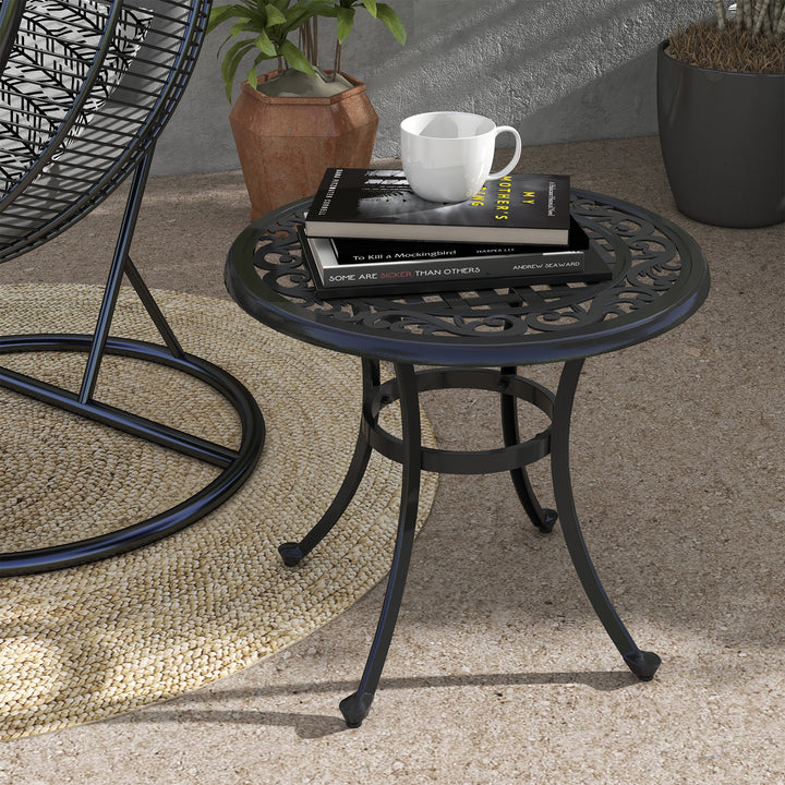 Havebord, loungebord, balkonbord, vintage design, 60 x 60 x 53 cm, sort