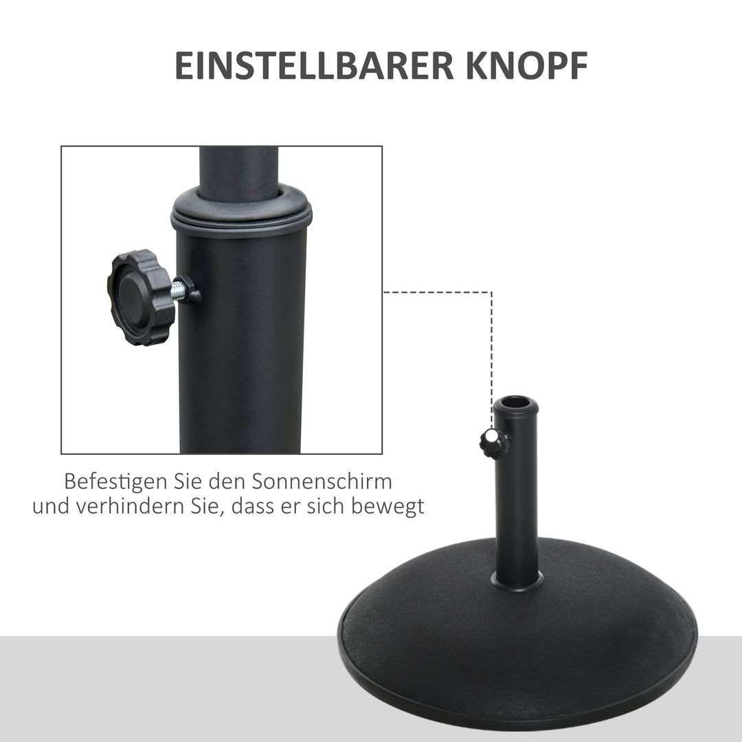 Paraplystativ, parasolstativ, 3 adaptere, justerbar, cement, 25 kg, sort