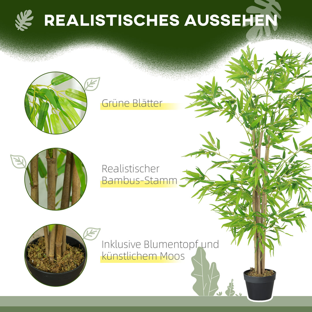 Kunstig bambus, kunstig plante, dekorativ plante med potte, kunstigt træ, trædekoration, 150 cm