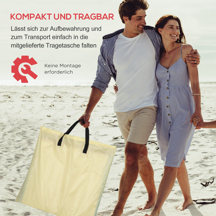 Sæt med 2 strandmåtter, justerbare, foldbare, 124L x 53B x 37-50H cm, beige