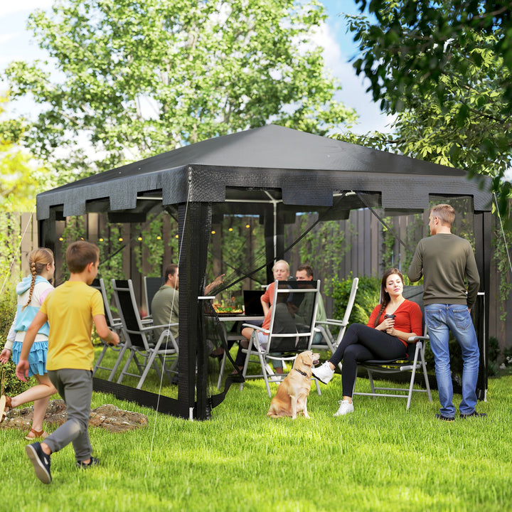 Pavilion havetelt 3 x 3 m, vejrbestandigt, foldbart, 395 cm x 295 cm x 255 cm, sort