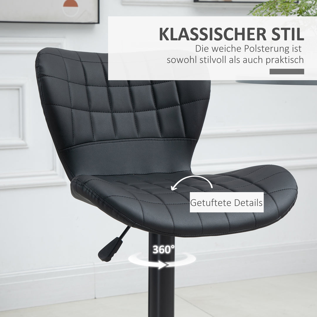 Sæt med 2 barstole, retro design, 47 cm x 51,5 cm x 89-109 cm, sort