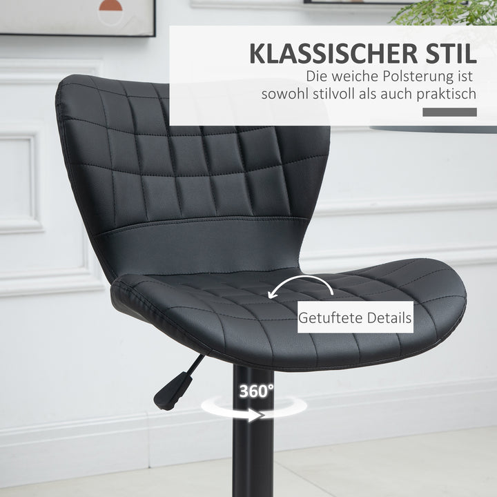 Sæt med 2 barstole, retro design, 47 cm x 51,5 cm x 89-109 cm, sort