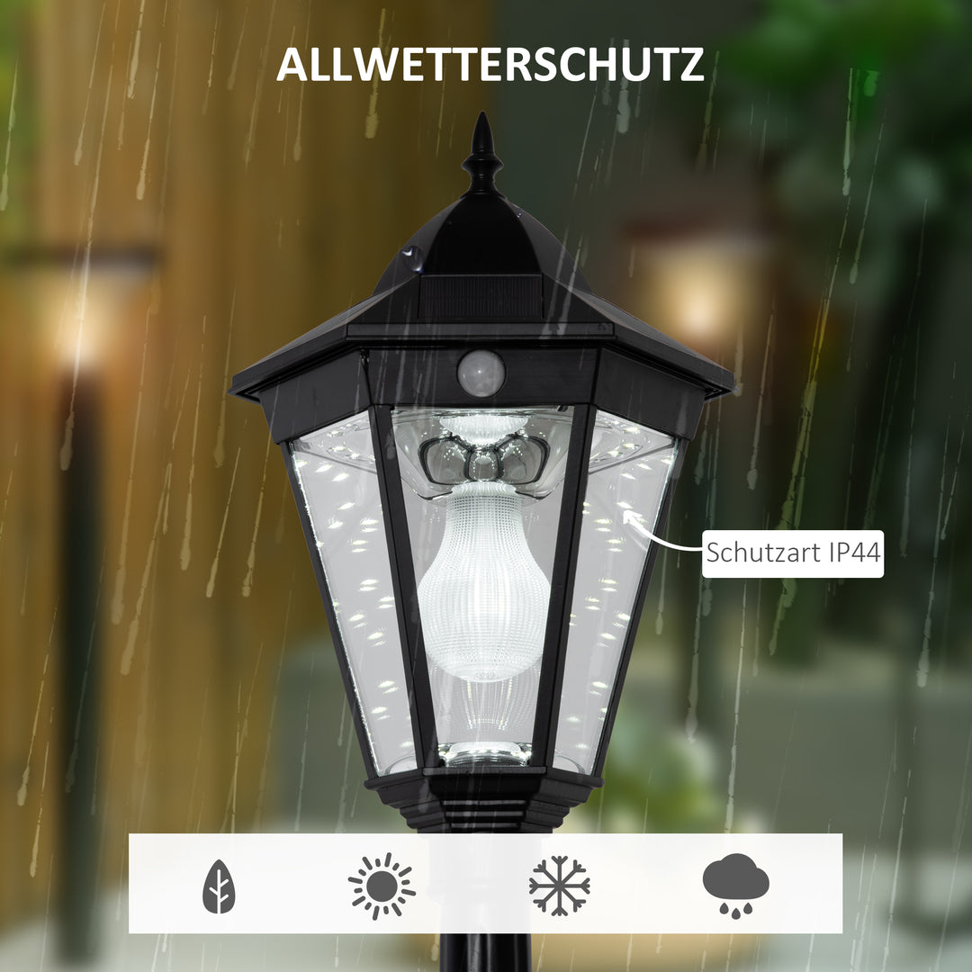 Solcelledrevet havelanterne havelampe stilampe med 19 led'er 130 lumen 3000k aluminium hærdet glas sort 22 x 22 x 194 cm