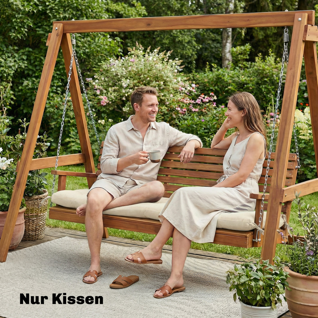 Aftagelig pallehynde med fastgørelsesstropper, pallehynde til de fleste liggestole, 198x65x13cm, beige