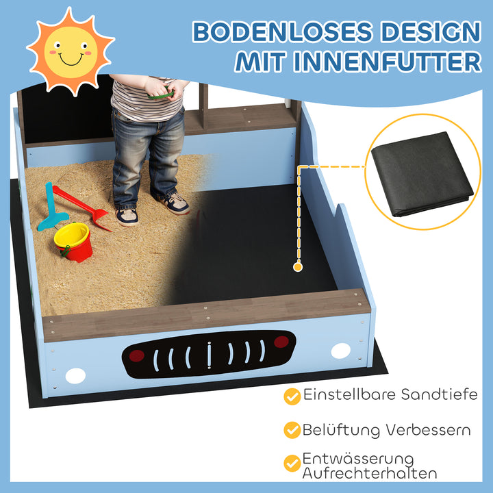 Sandkasse med baldakin, butiksdesign, bænk, tegnebræt, fyrretræ, 104h x 108l x 90b cm, blå
