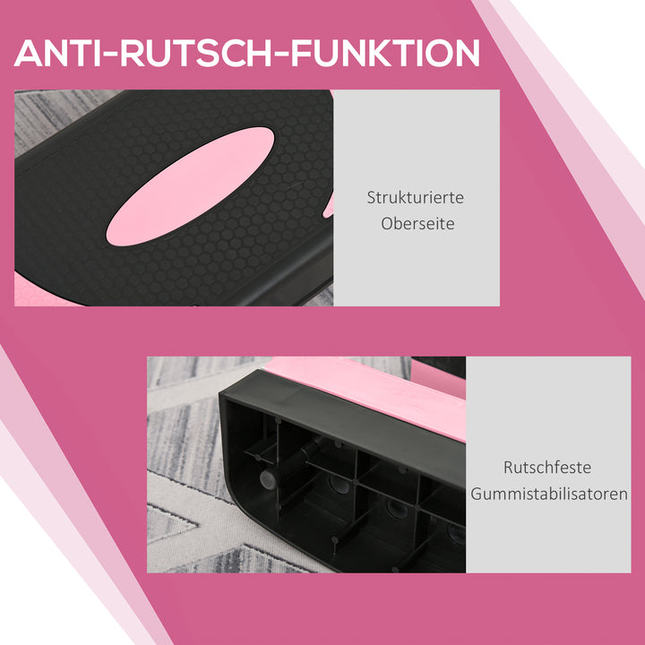 Aerobic stepper, højdejusterbar, 80 x 31 x 10/15/20 cm, op til 150 kg, sort/pink/grå